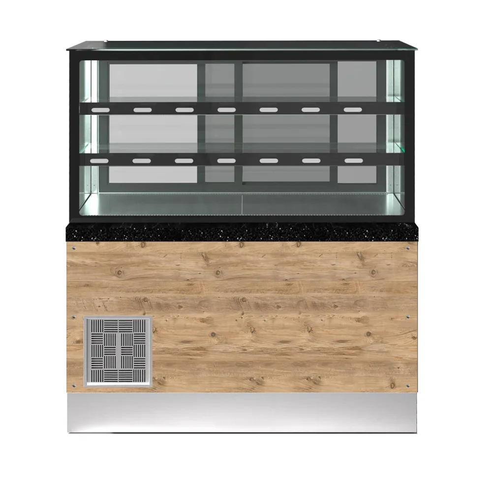 PRO LINE Gebäck- & Dessertvitrine gekühlt, 100x84x134cm, schwarzer Granit, LED Beleuchtung