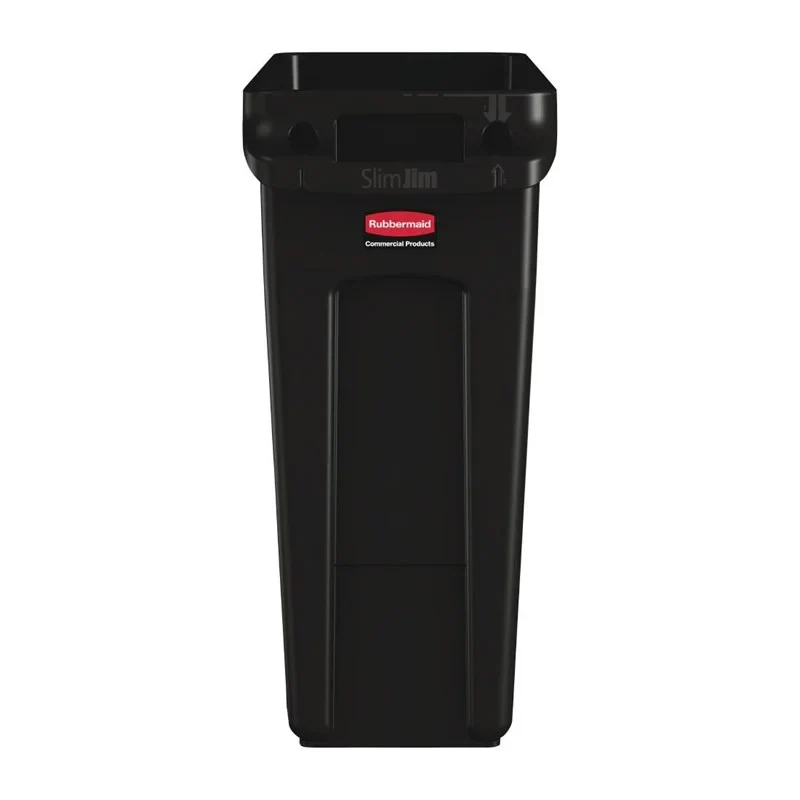 Rubbermaid Slim Jim Abfalleimer mit Entlüftungsschlitzen schwarz 60L - Image 2