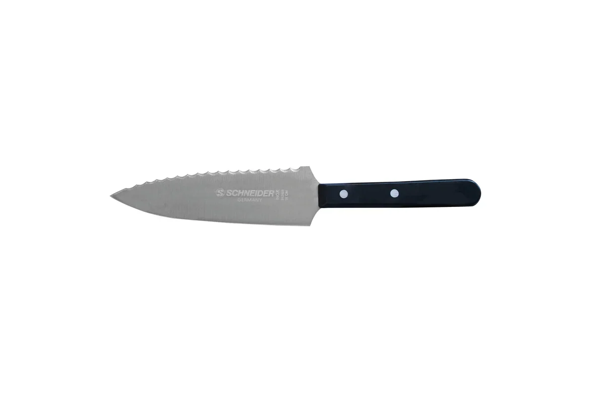 Schneider Edelstahl Tortenmesser glatt / Welle 16 cm, schwarz