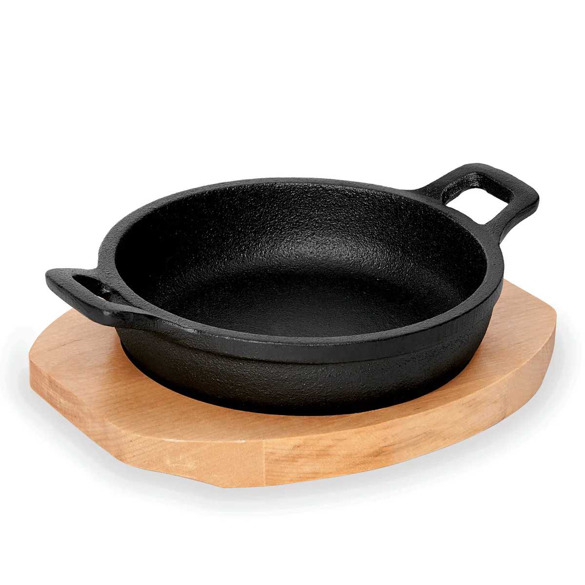 Servierpfanne Cast Iron 35, mit Holzuntersetzer, Ø 13 cm, Gusseisen/Holz