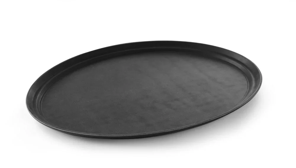 Serviertablett, schwarz - oval 735x600x35 mm