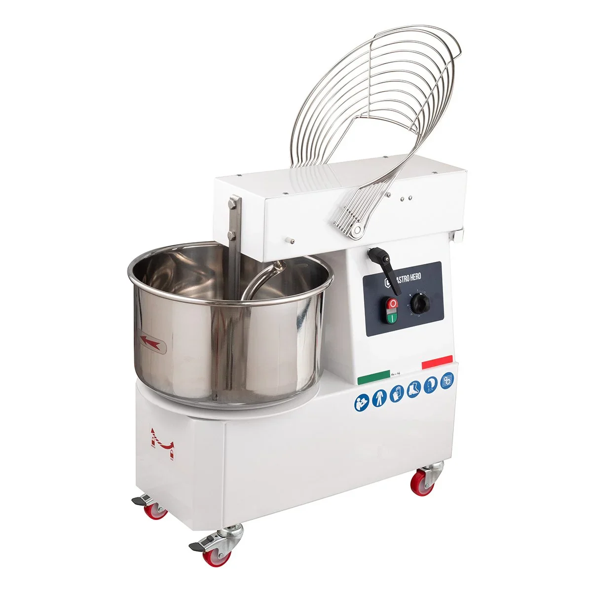 Spiral-Teigknetmaschine PROFI 22 Liter 230V mit Rollen - variabler Kopf - Image 3