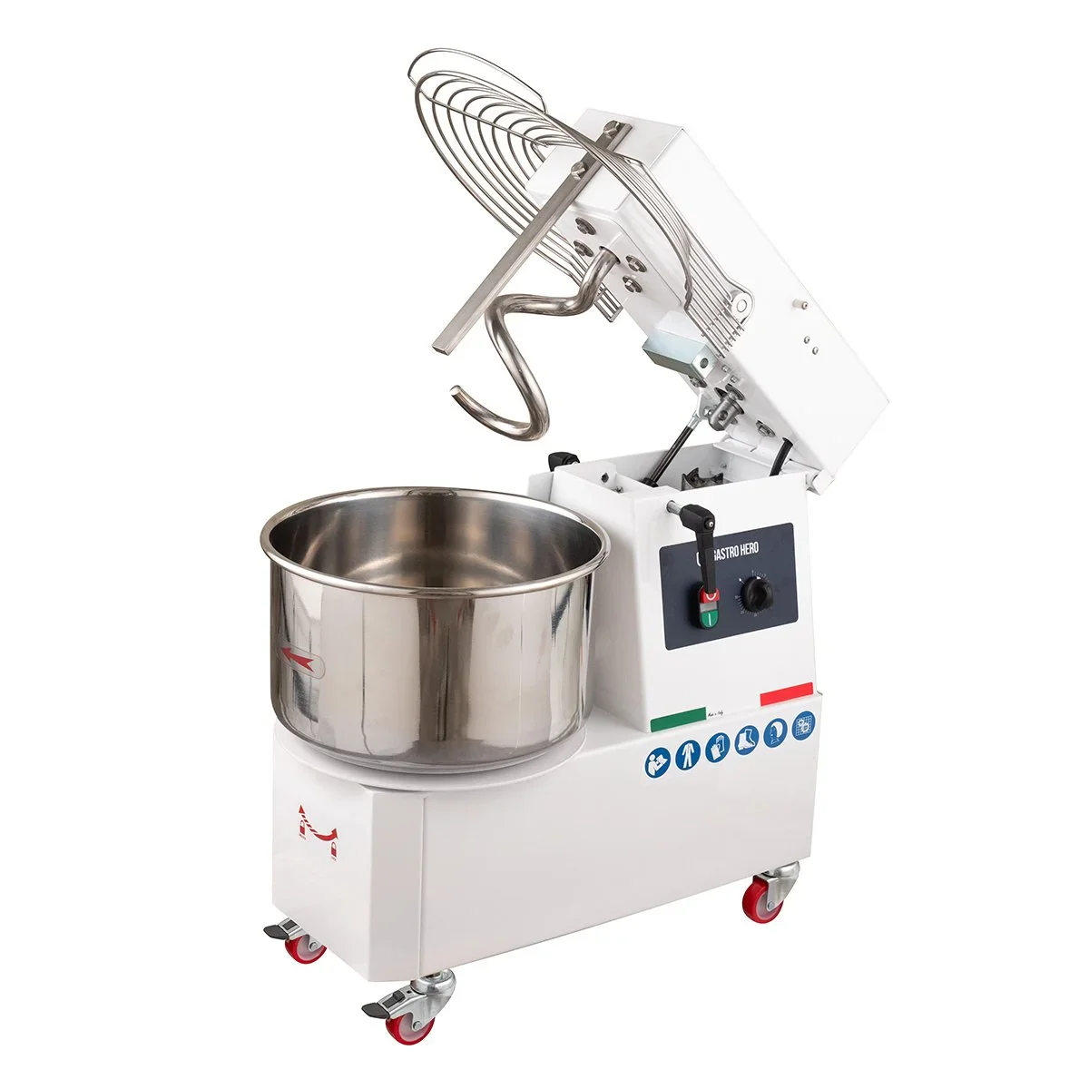 Spiral-Teigknetmaschine PROFI 33 Liter 230V mit Rollen - variabler Kopf - Image 5