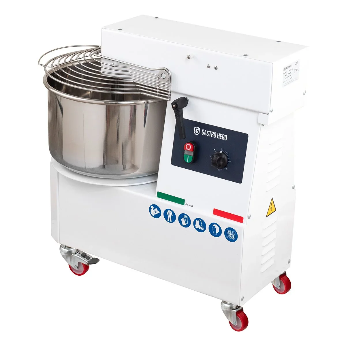 Spiral-Teigknetmaschine PROFI 33 Liter 230V mit Rollen - variabler Kopf - Image 8