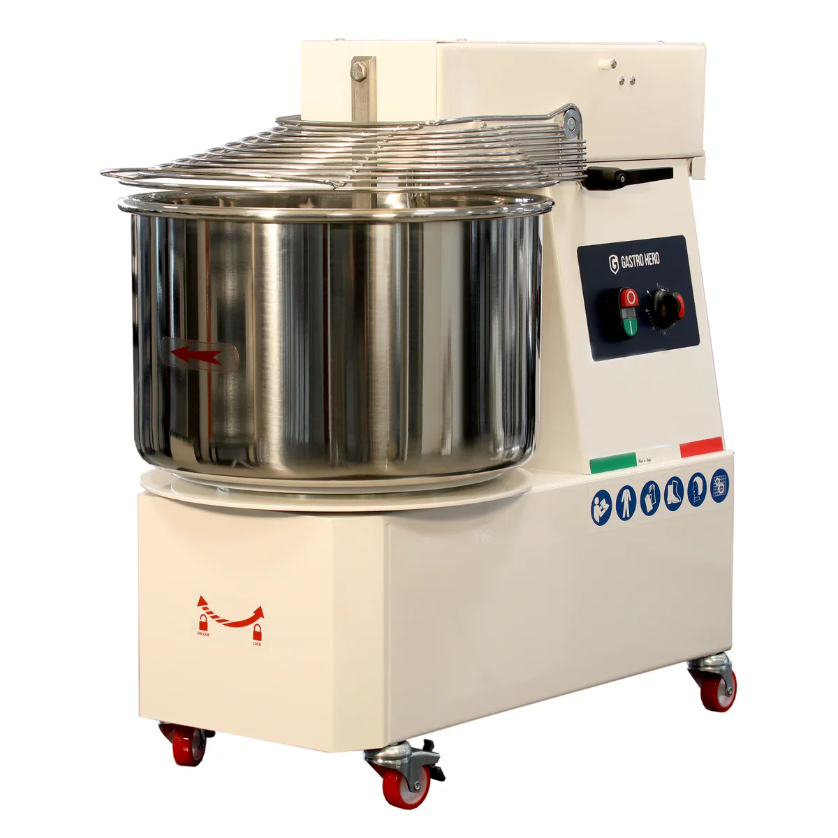 Spiral-Teigknetmaschine PROFI 33 Liter 400V mit Rollen - variabler Kopf - Image 3