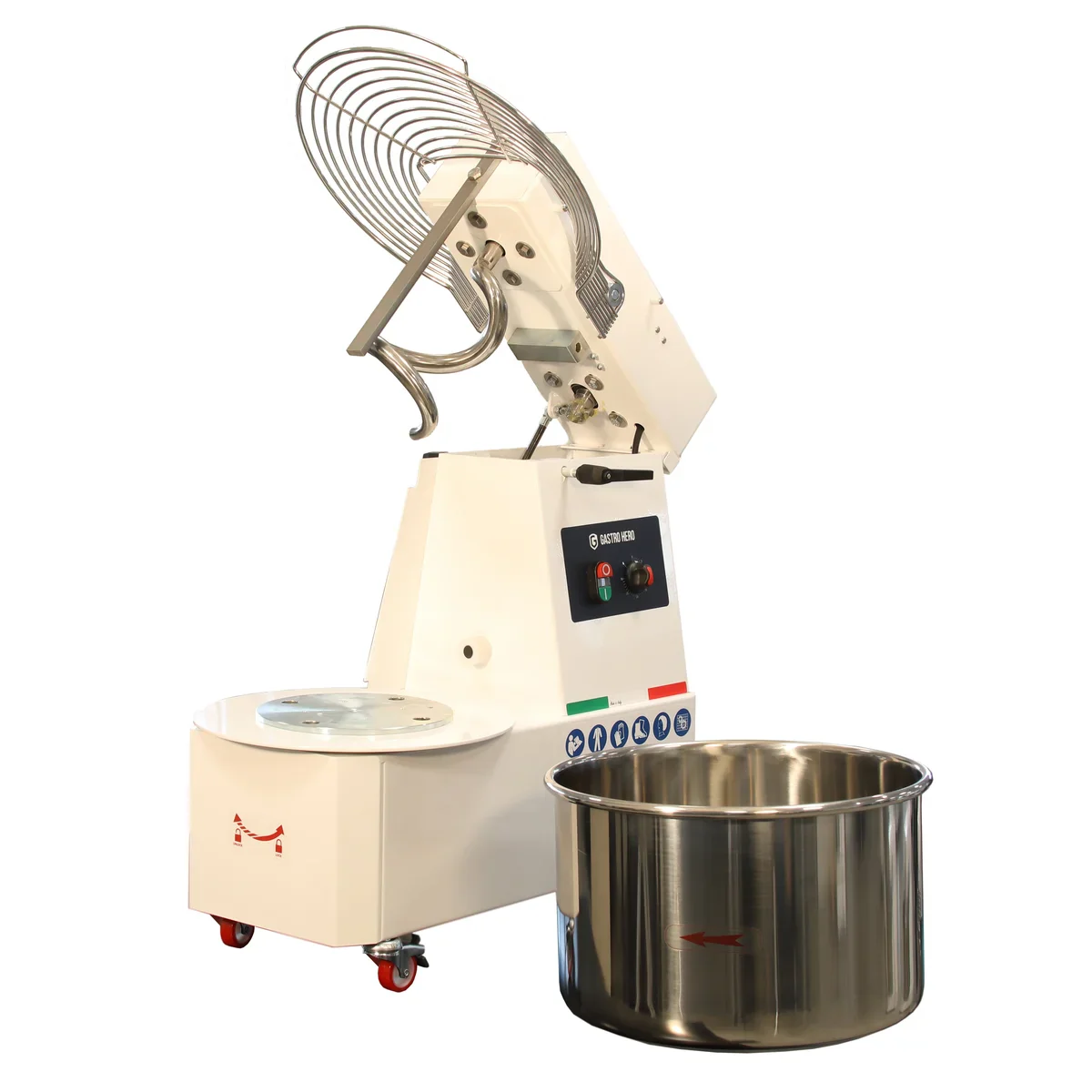 Spiral-Teigknetmaschine PROFI 33 Liter 400V mit Rollen - variabler Kopf - Image 4
