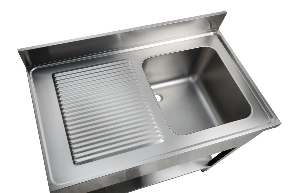 Spültisch Basic 10x7 mit 1 Becken rechts, Aufkantung und Grundboden - Image 5