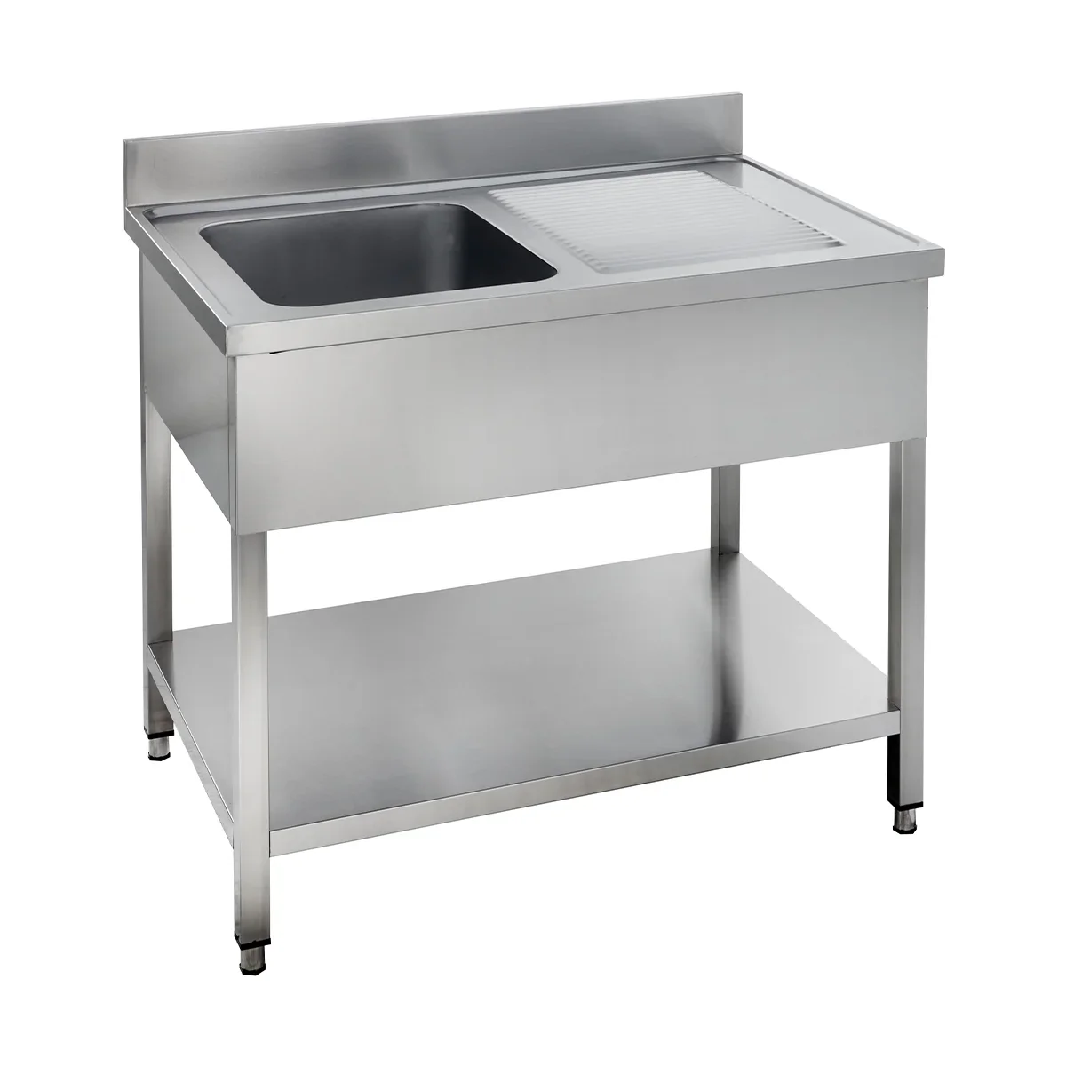 Spültisch Basic 12x7 mit 1 Becken links, Aufkantung und Grundboden