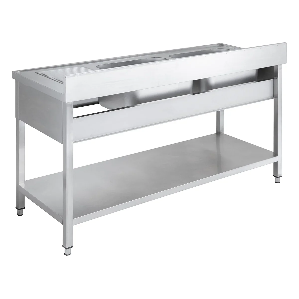 Spültisch Basic 16x6 mit 2 Becken links, Aufkantung und Grundboden - Image 4