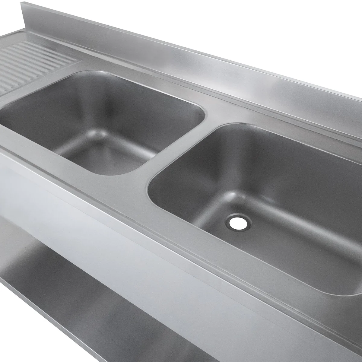 Spültisch Basic 16x6 mit 2 Becken rechts, Aufkantung und Grundboden - Image 5