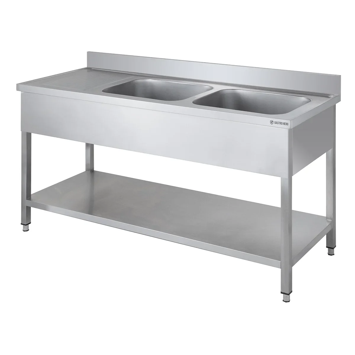 Spültisch Basic 16x6 mit 2 Becken rechts, Aufkantung und Grundboden - Image 7