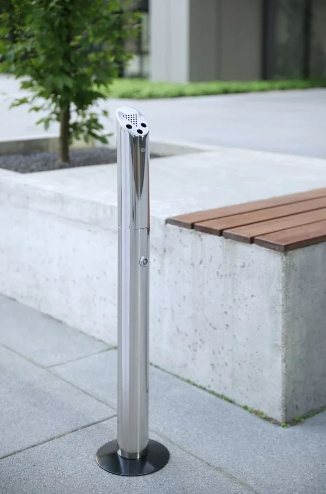 Standartaschenbecher Säulenmodell aus Edelstahl, abschließbar - Image 2