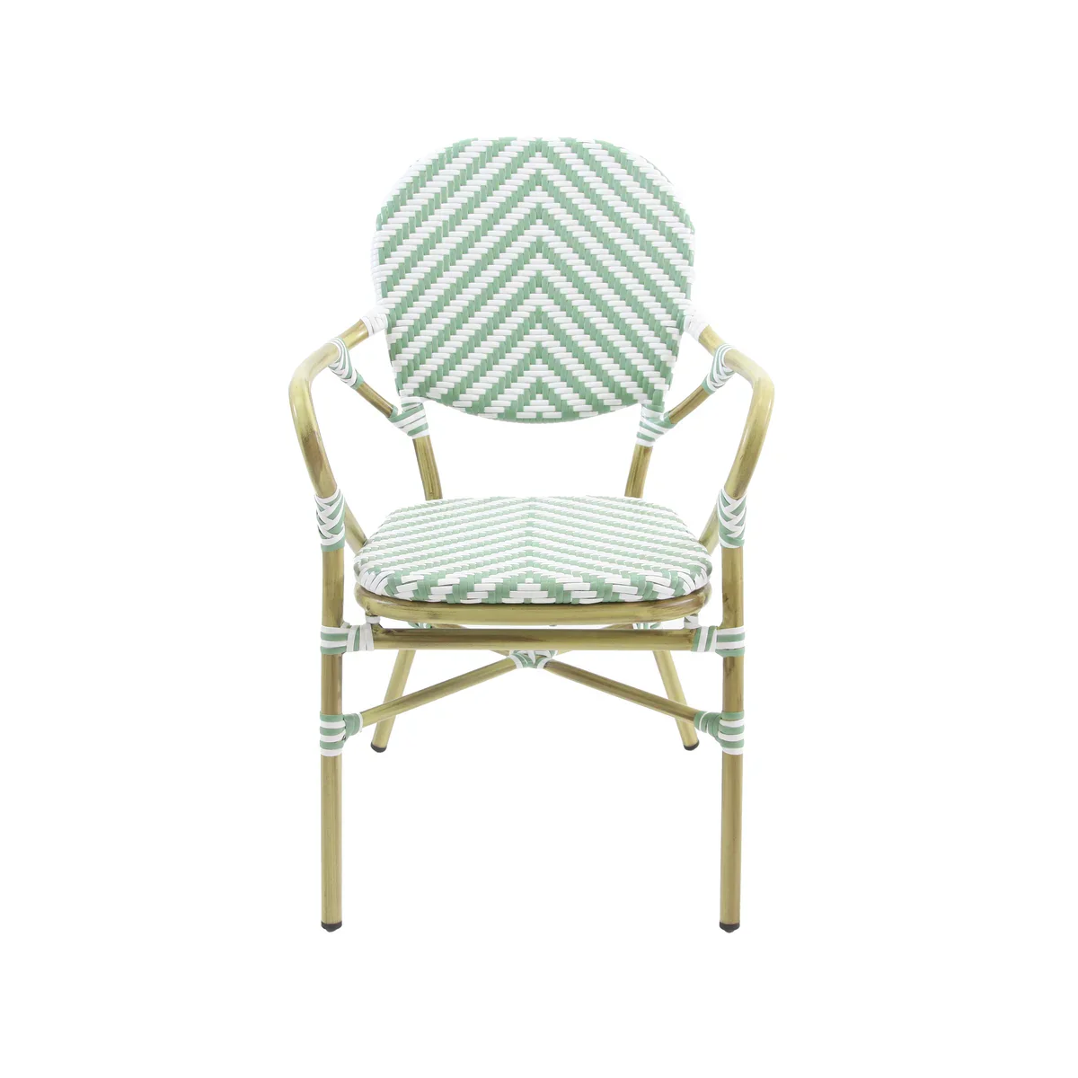 Feros Tango Bistrostuhl Rattan – Bambus-Weiß/Pastellgrün - Image 2