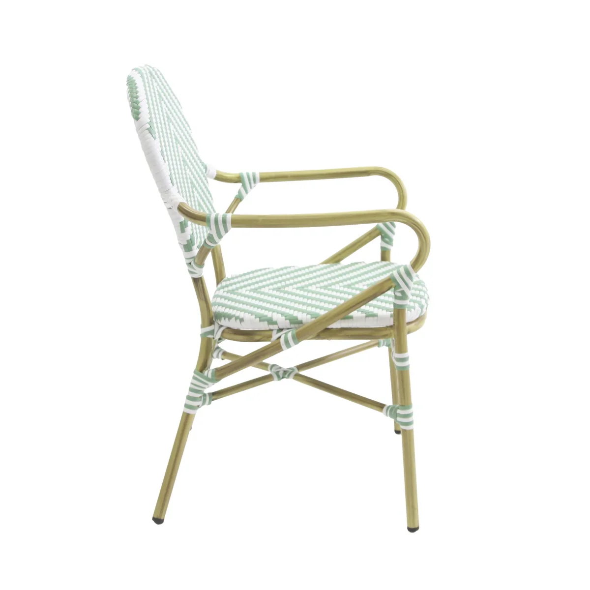 Feros Tango Bistrostuhl Rattan – Bambus-Weiß/Pastellgrün - Image 3