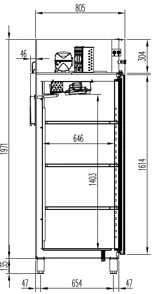 Tiefkühlschrank Profi 1400 GN 2/1 Superior - mit 2 Glastüren - Image 3