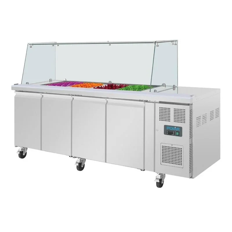 Viertürige Saladette Thekenkühlschrank der Polar U-Serie mit Schutz - Image 3