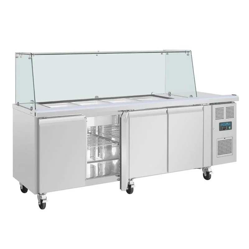 Viertürige Saladette Thekenkühlschrank der Polar U-Serie mit Schutz - Image 4