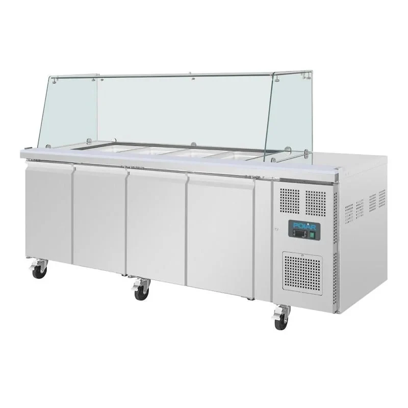 Viertürige Saladette Thekenkühlschrank der Polar U-Serie mit Schutz - Image 6